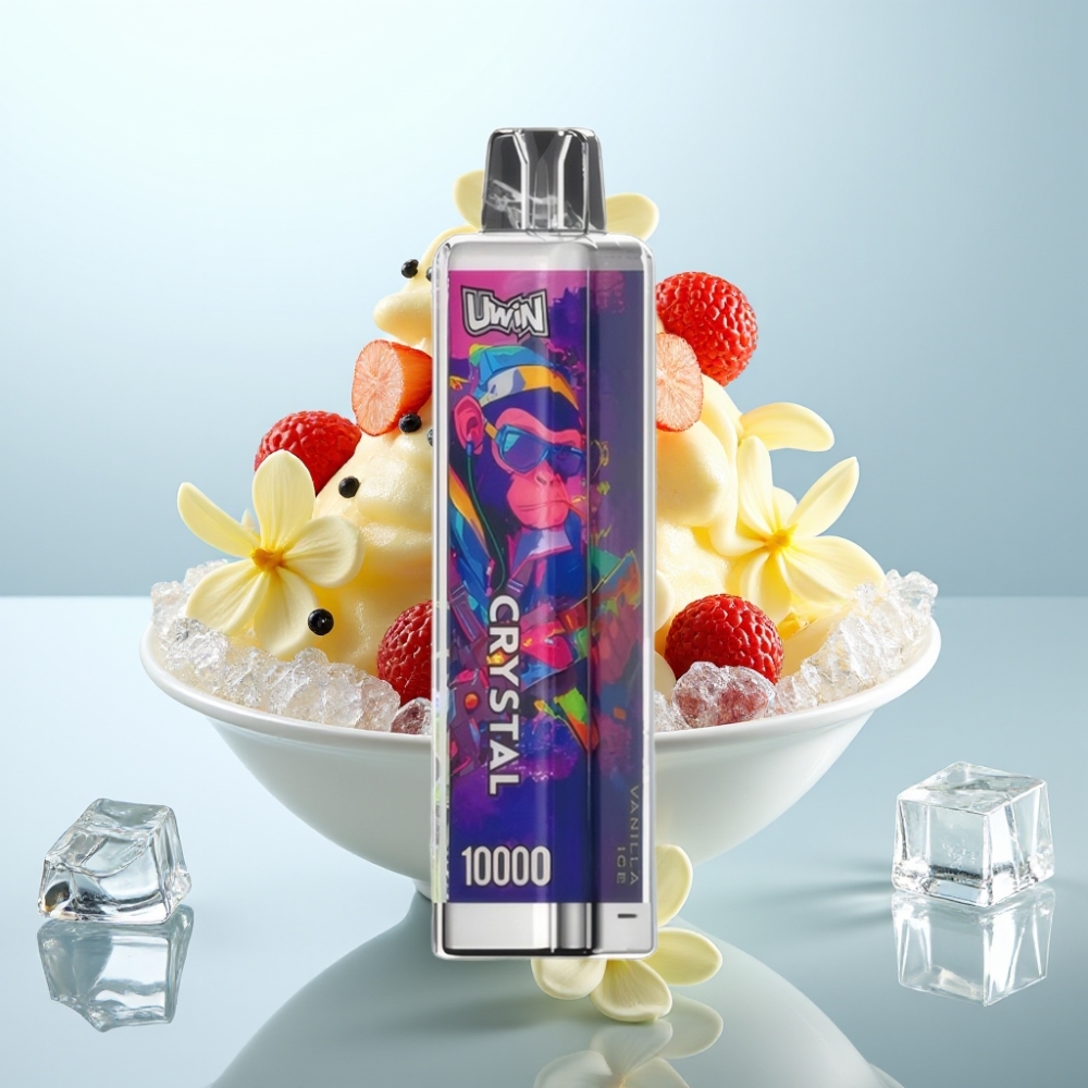 UWIN Crystal 10000 Puffs Dispozītais Veips Vanilla Ice, 18ml, 0.8Ω, RGB