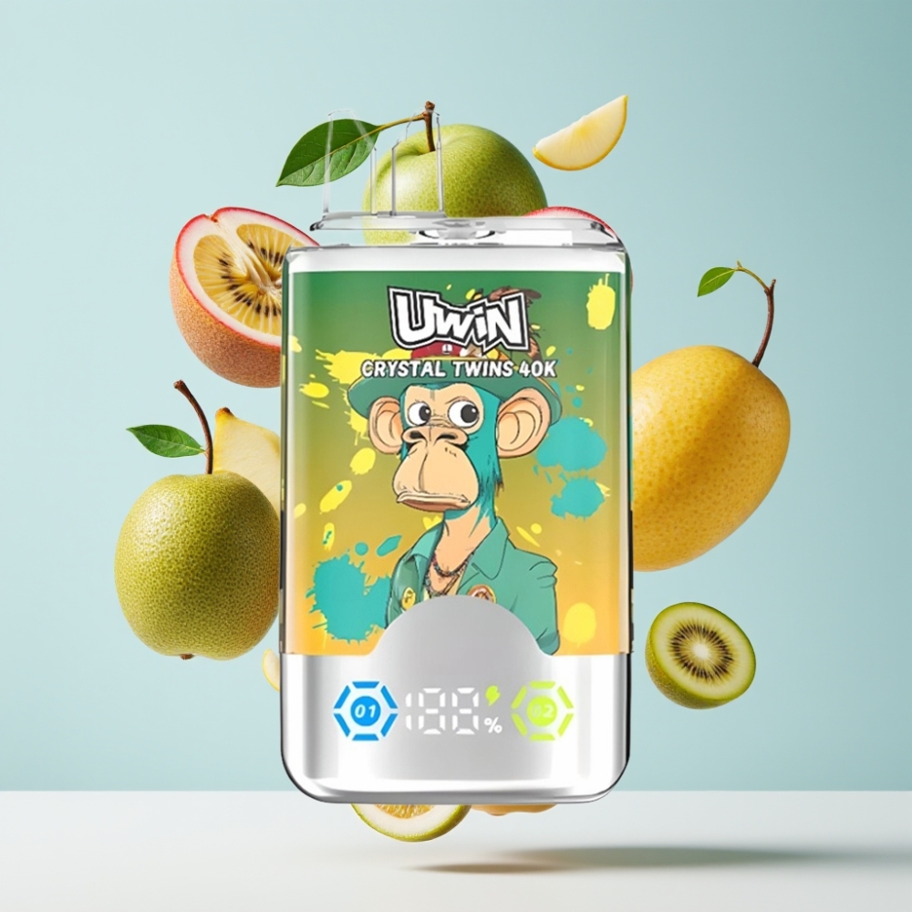 UWIN Crystal Twins 40000 Puffs Disposable Vape 32ml 0,6Ω 850mAh Type-C (Ķīvi, Pasijas Auglis, Guava, Divi Āboli)