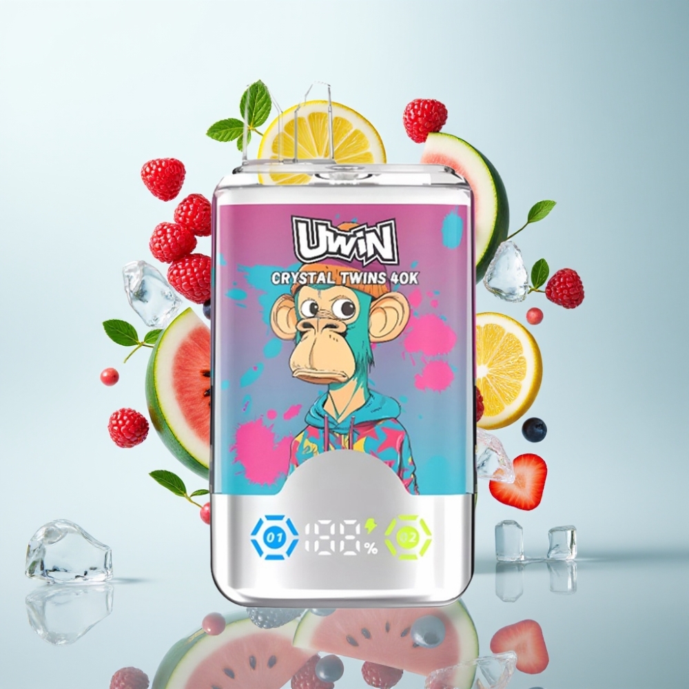 UWIN Crystal Twins 40000 Puffs Disposable Vape Arbūzs/Jāņogu Ledus, 32ml, 5%