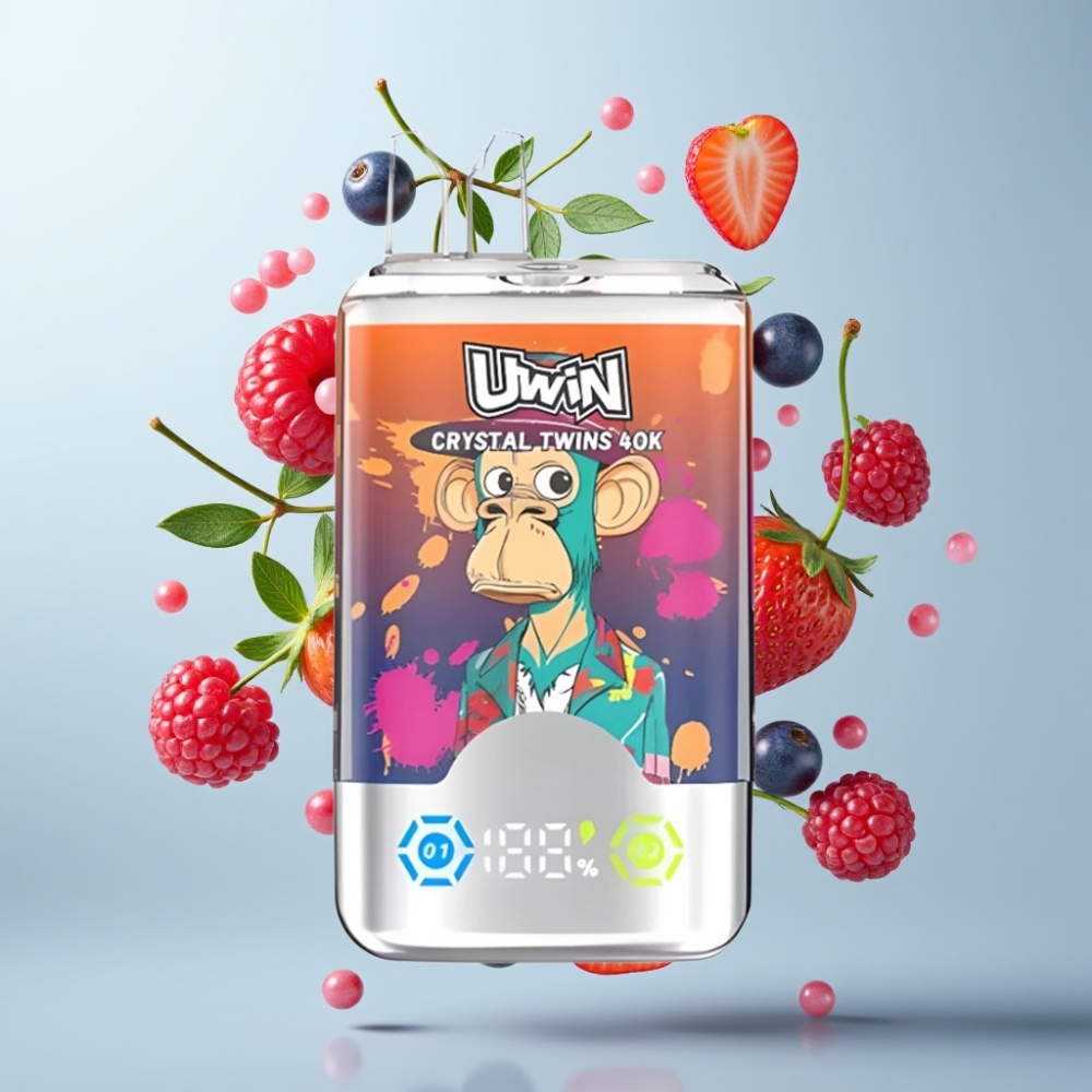 UWIN Crystal Twins 40000 Puffs Divskanis: Zemenes Avenes Ķirši Mr Blue, 0.6Ω, 850mAh, Type-C