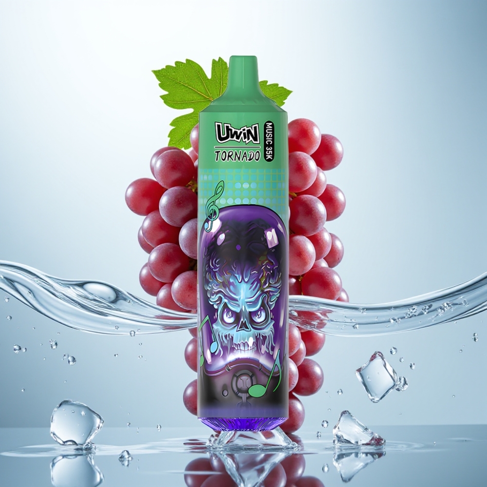 Uwin Tornado 35K Music Vienreizējais Veips Grape Ice, 35K puffs, 600mAh, Type-C